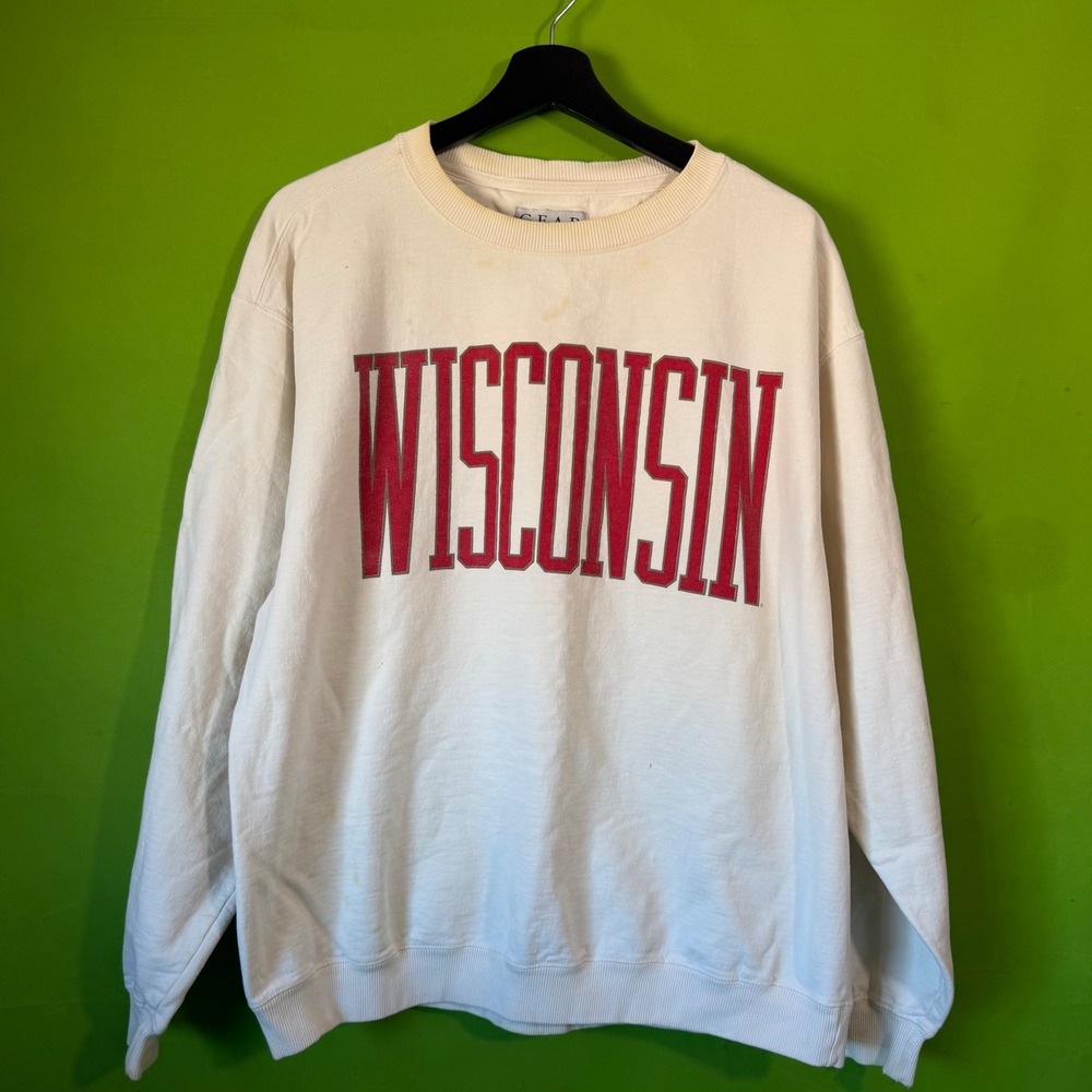 Vintage Sports Wisconsin Badgers 90s Crewneck Sweatshirt White Mens Medium